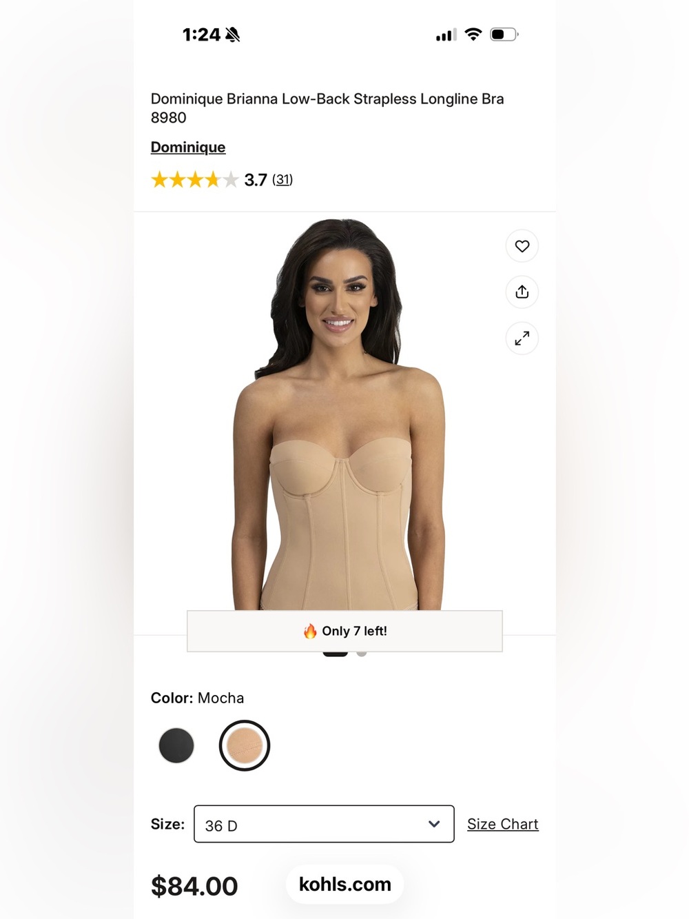 Dominique Mocha Strapless Longline Low-Back Bra